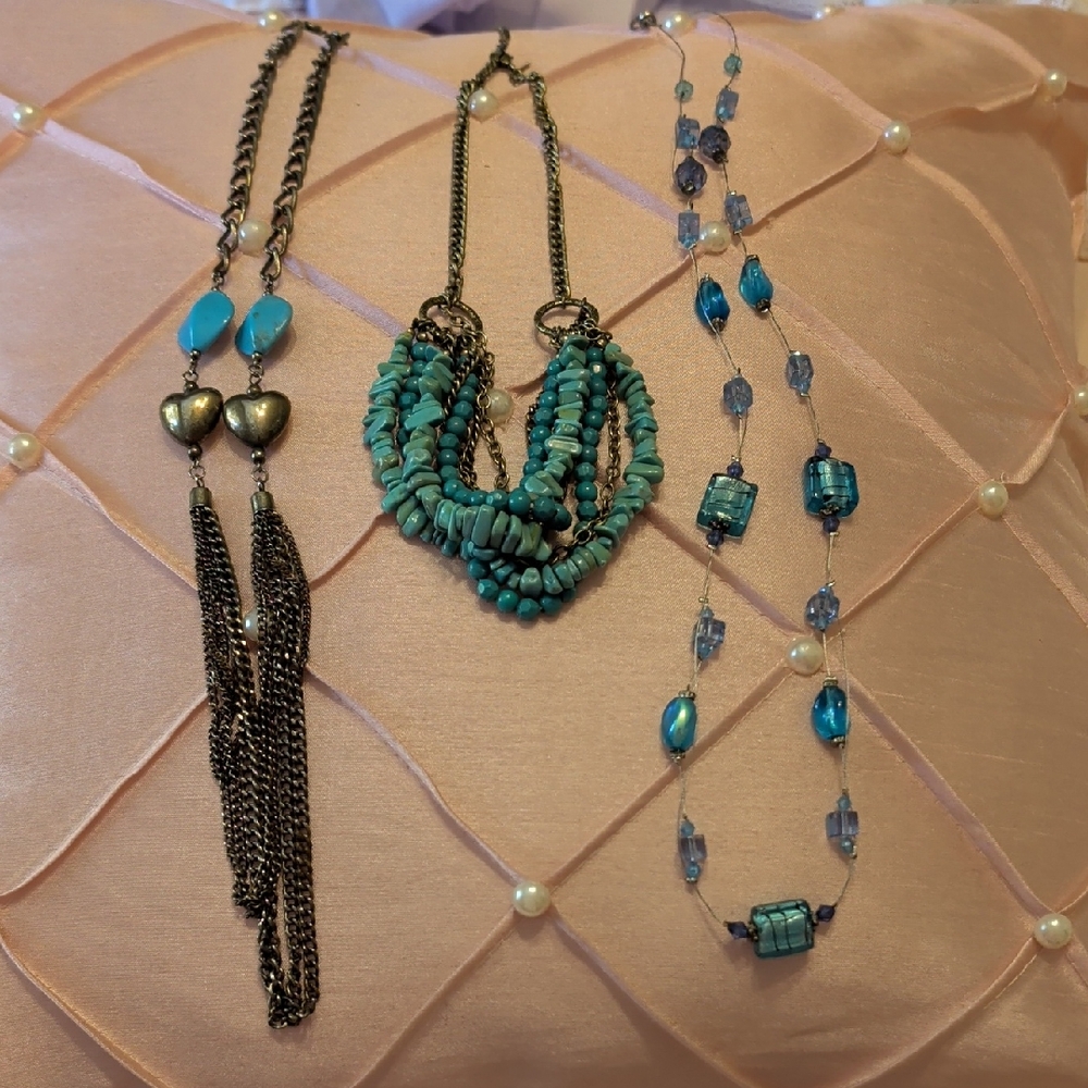 Vintage Turquoise, Blue, & Bronze Necklaces